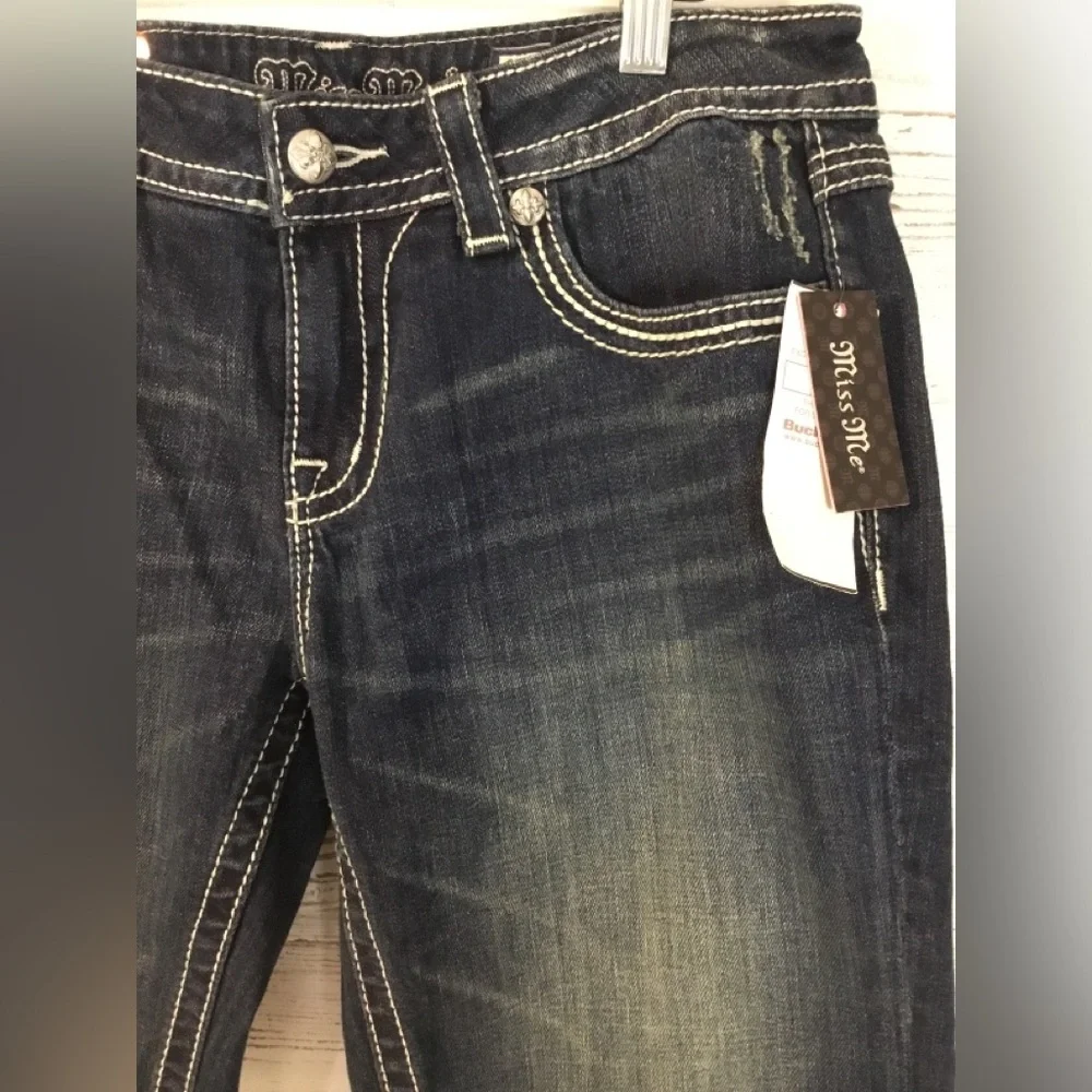 Buckle /Miss Me Women's Dark Indigo Rhinestone Embellished Bermudas